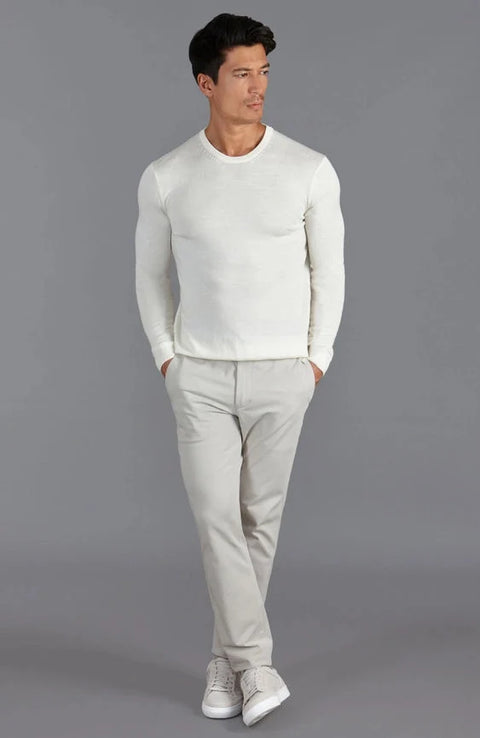 Mens Extra Fine Merino Wool Crew Neck Jumper White