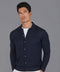 Mens Extra Fine Merino Wool Polo Cardigan