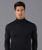 Mens Extra Fine Merino Wool Roll Neck Jumper Black