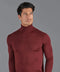 Mens Extra Fine Merino Wool Roll Neck Jumper Burgundy
