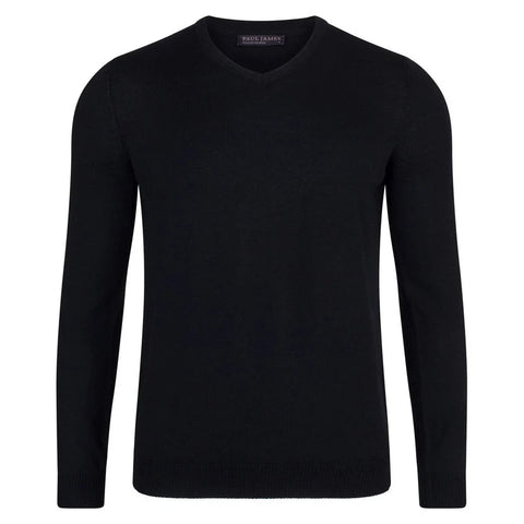 Mens Extra Fine Merino Wool V-Neck Jumper