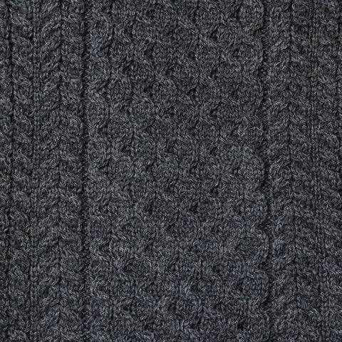Mens Fisherman's British Wool Cable Jumper  Charcoal