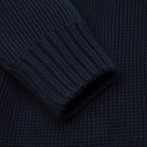 Mens Heavyweight Cotton Submariner Roll Neck Jumper Navy