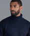 Mens Heavyweight Cotton Submariner Roll Neck Jumper Navy