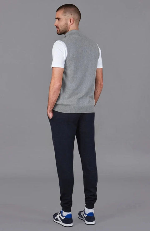 Mens Lightweight 100% Cotton Zip Through Gilet Ash Grey