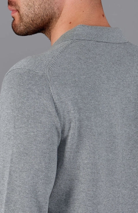 Mens Lightweight Cotton Buttonless Polo Shirt  Ash Grey