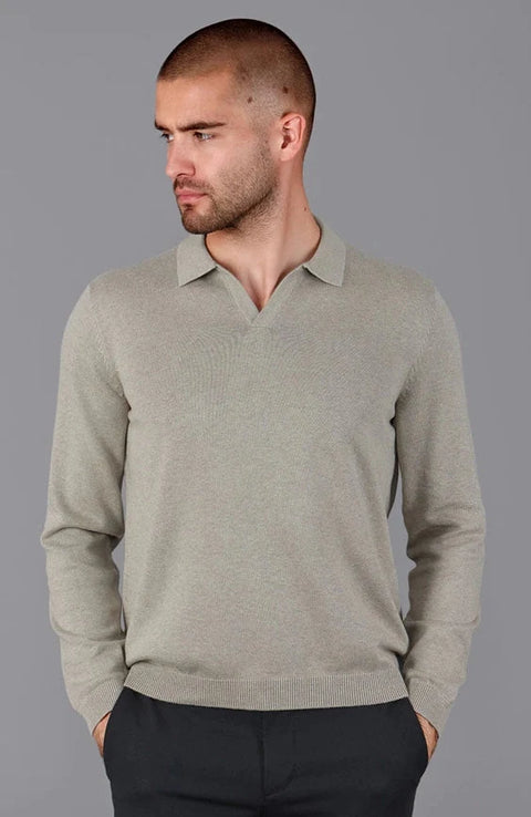 Mens Lightweight Cotton Buttonless Polo Shirt Fawn