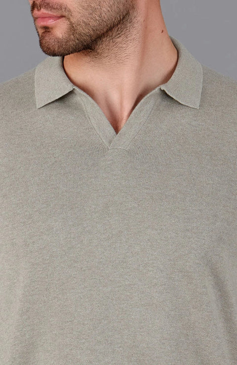Mens Lightweight Cotton Buttonless Polo Shirt Fawn