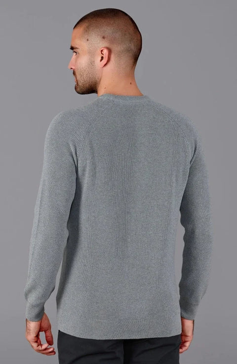 Mens Lightweight Cotton Fisherman Rib Jumper Ash Grey