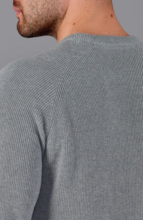 Mens Lightweight Cotton Fisherman Rib Jumper Ash Grey