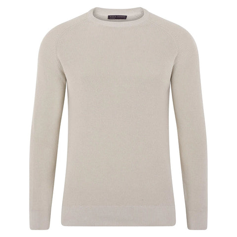 Mens Lightweight Cotton Fisherman Rib Jumper Birch