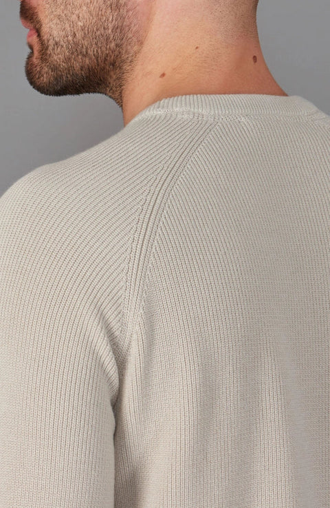 Mens Lightweight Cotton Fisherman Rib Jumper Birch