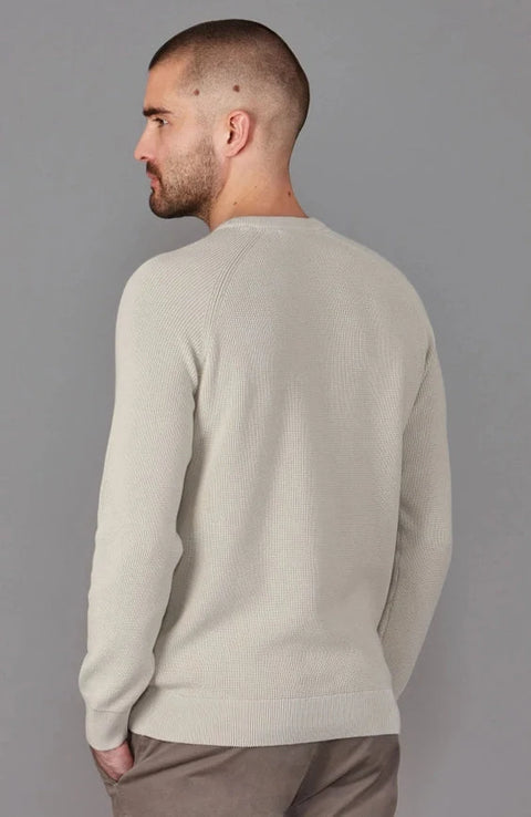 Mens Lightweight Cotton Fisherman Rib Jumper Birch