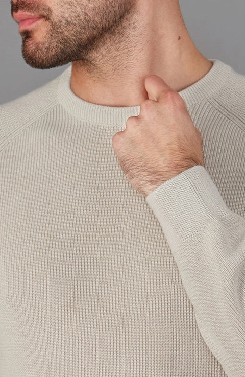 Mens Lightweight Cotton Fisherman Rib Jumper Birch