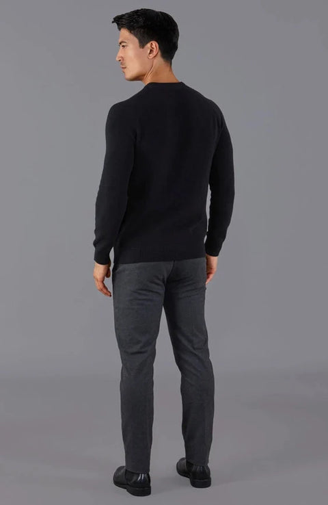 Mens Lightweight Cotton Fisherman Rib Jumper Black