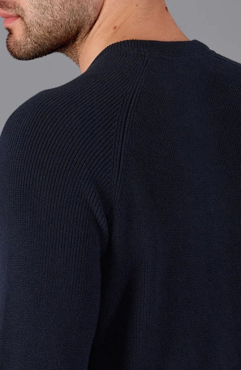 Mens Lightweight Cotton Fisherman Rib Jumper Navy