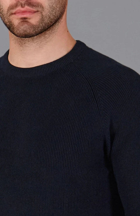 Mens Lightweight Cotton Fisherman Rib Jumper Navy