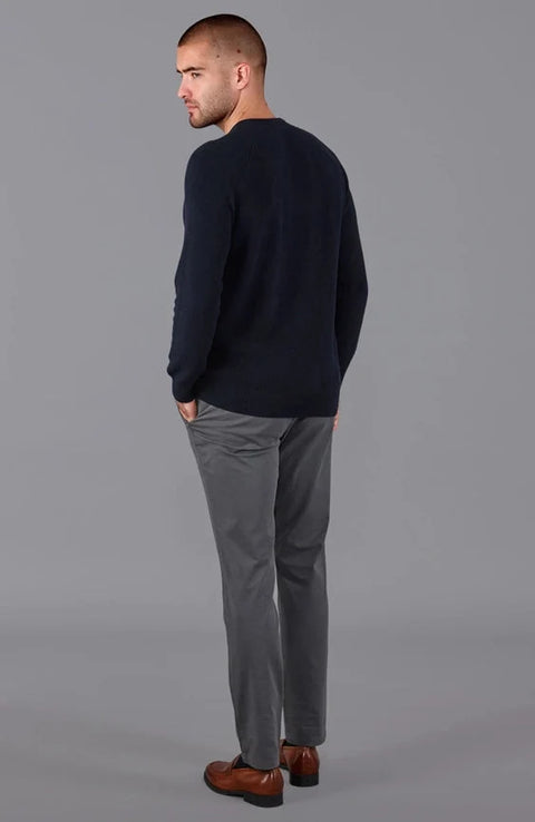 Mens Lightweight Cotton Fisherman Rib Jumper Navy