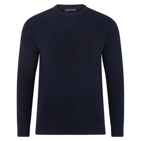 Mens Lightweight Cotton Fisherman Rib Jumper Navy