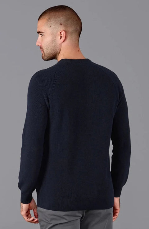 Mens Lightweight Cotton Fisherman Rib Jumper Navy