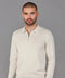Mens Lightweight Cotton Zip Neck Polo Shirt Ecru