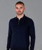 Mens Lightweight Cotton Zip Neck Polo Shirt Navy