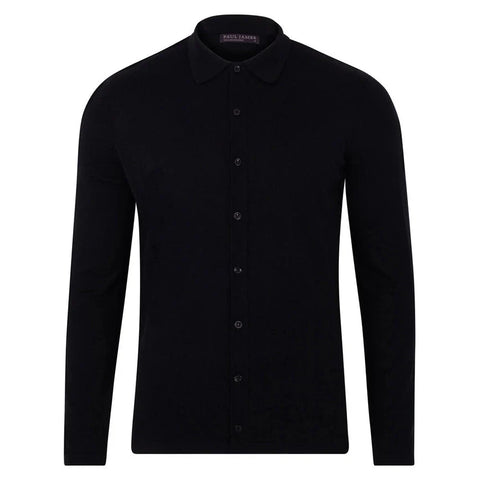 Mens Lightweight Extra Fine Merino Long Sleeve Shirt Black