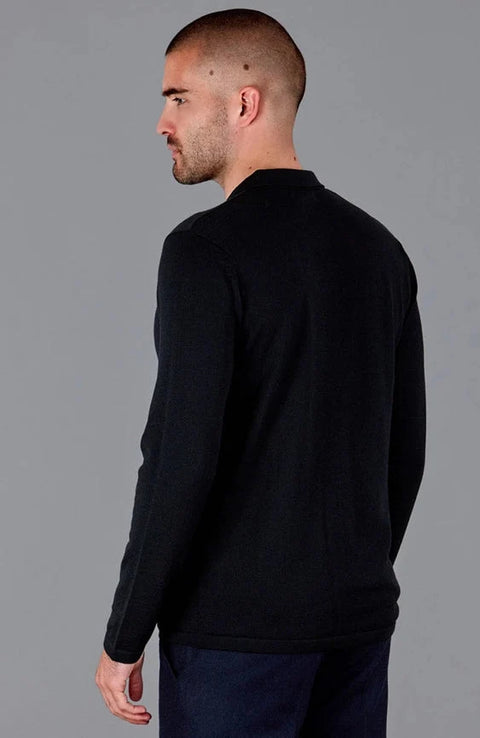 Mens Lightweight Extra Fine Merino Long Sleeve Shirt Black