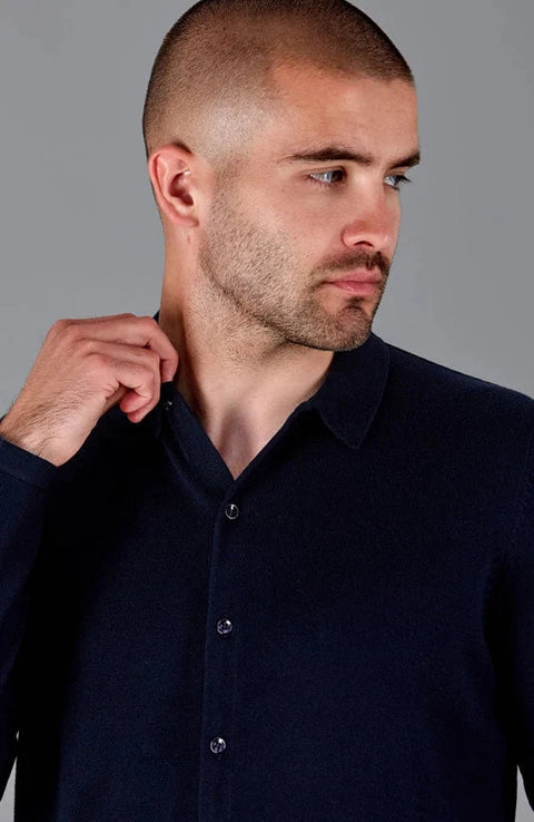 Mens Lightweight Extra Fine Merino Long Sleeve Shirt Black