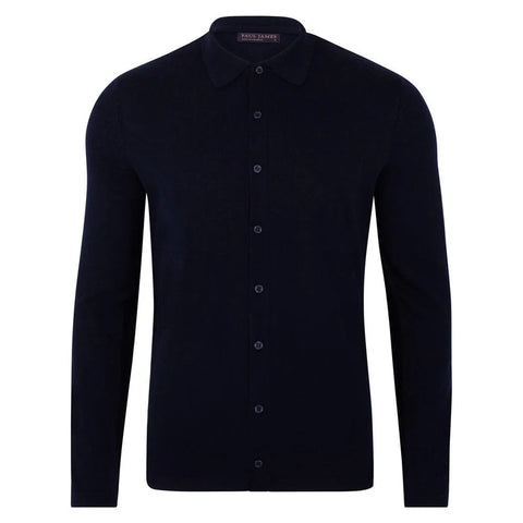 Mens Lightweight Extra Fine Merino Long Sleeve Shirt Navy
