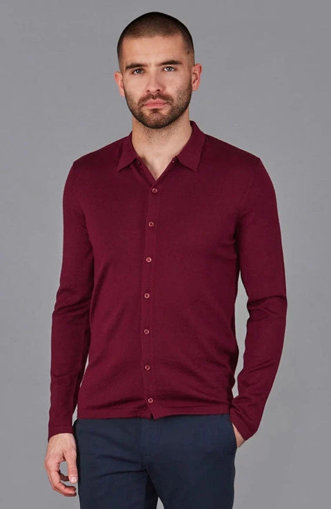 Mens Lightweight Extra Fine Merino Long Sleeve Shirt Rioja