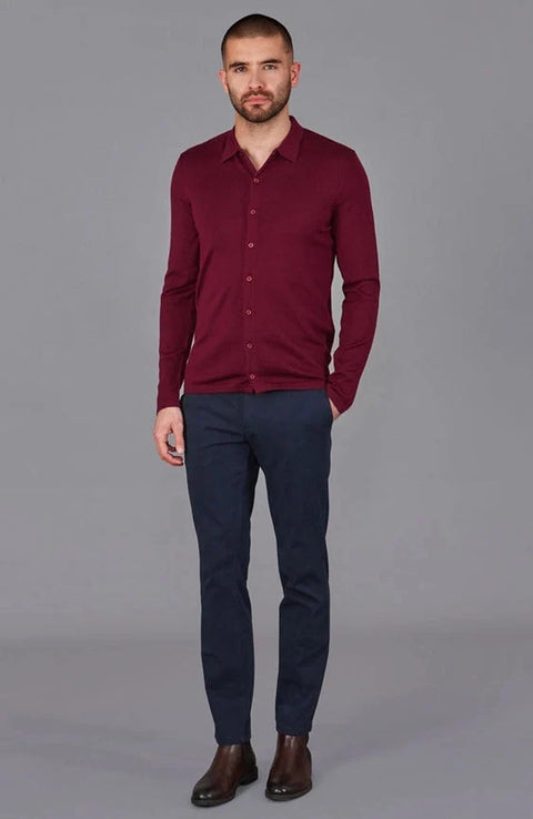 Mens Lightweight Extra Fine Merino Long Sleeve Shirt Rioja