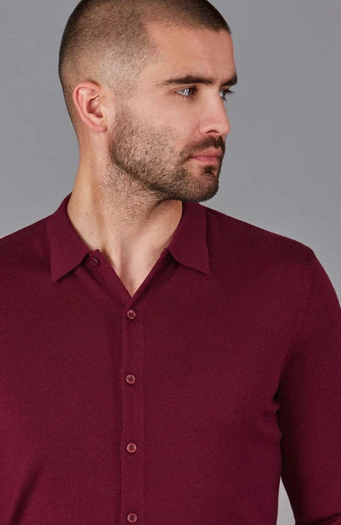Mens Lightweight Extra Fine Merino Long Sleeve Shirt Rioja