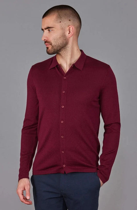 Mens Lightweight Extra Fine Merino Long Sleeve Shirt Rioja