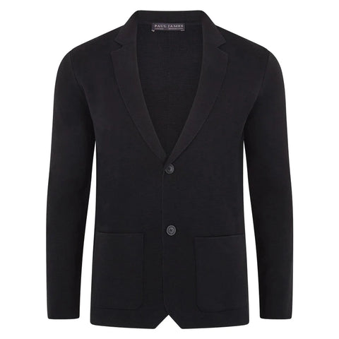 Mens Lightweight Mercerised Cotton Knitted Blazer Black