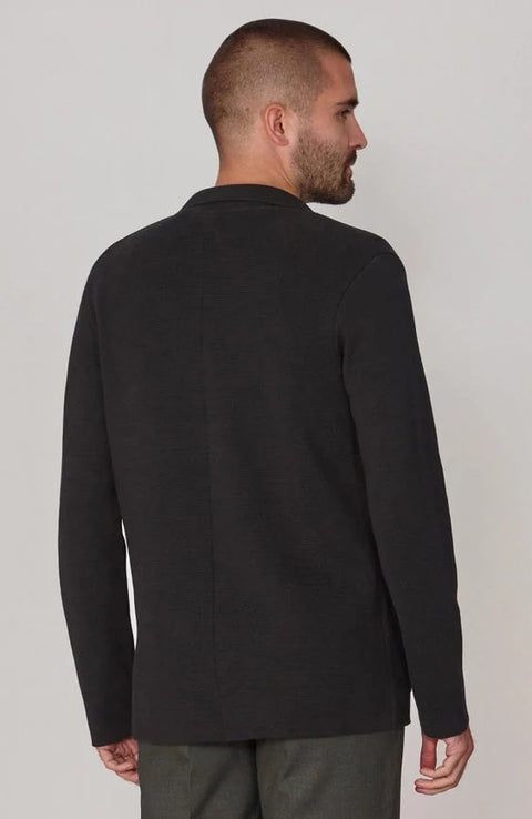 Mens Lightweight Mercerised Cotton Knitted Blazer Black