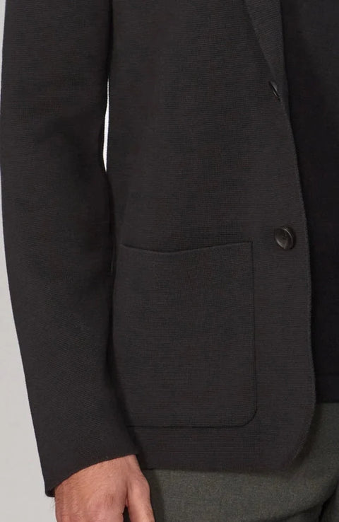 Mens Lightweight Mercerised Cotton Knitted Blazer Black