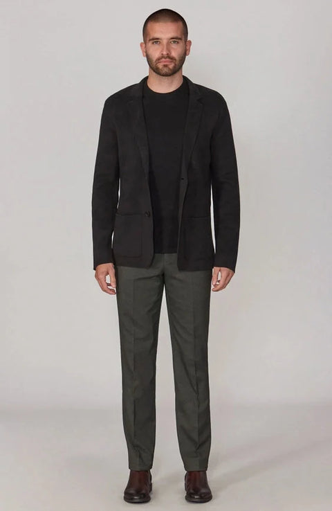 Mens Lightweight Mercerised Cotton Knitted Blazer Black