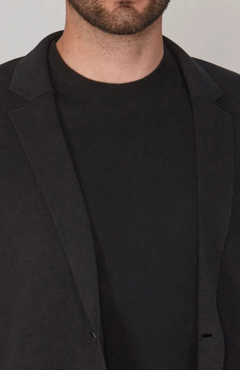 Mens Lightweight Mercerised Cotton Knitted Blazer Black