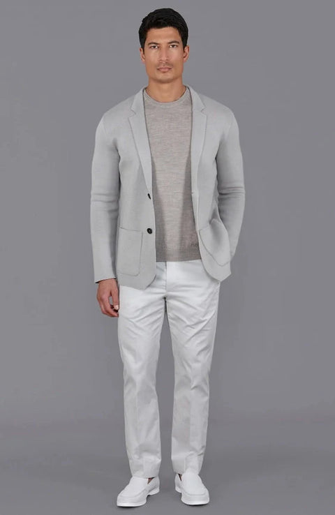 Mens Lightweight Mercerised Cotton Knitted Blazer  Light Taupe