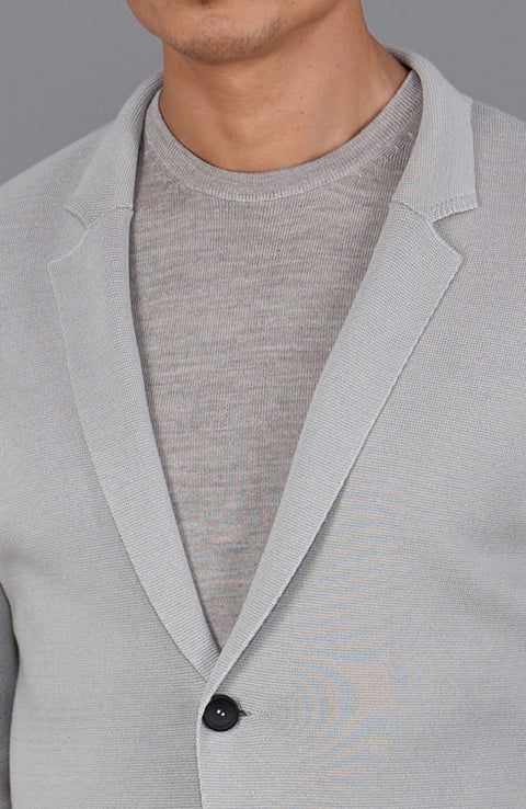 Mens Lightweight Mercerised Cotton Knitted Blazer  Light Taupe