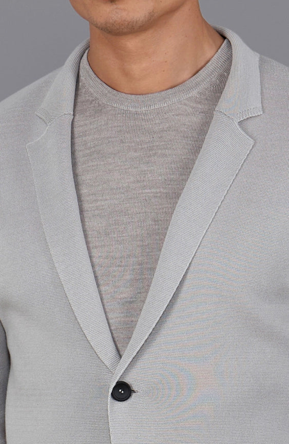 Mens Lightweight Mercerised Cotton Knitted Blazer  Light Taupe