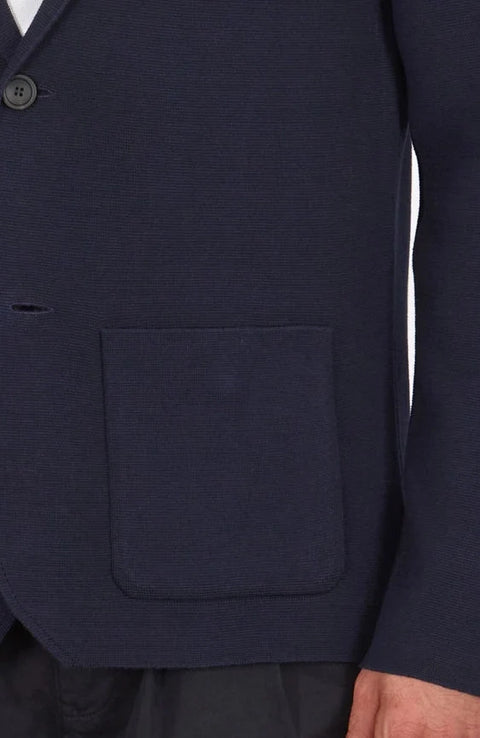 Mens Lightweight Mercerised Cotton Knitted Blazer Navy