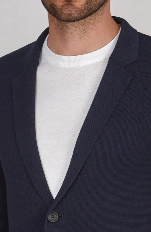 Mens Lightweight Mercerised Cotton Knitted Blazer Navy
