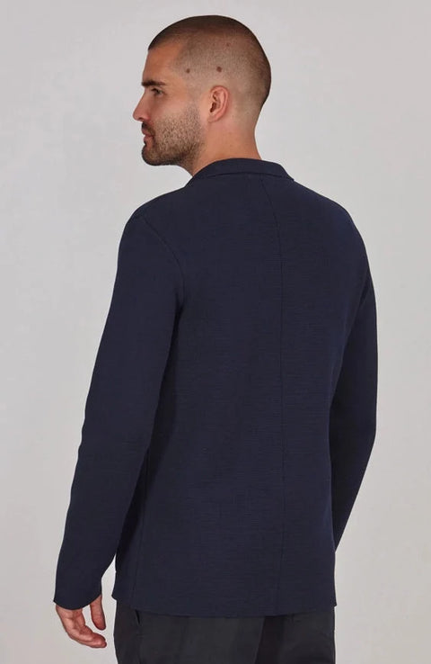 Mens Lightweight Mercerised Cotton Knitted Blazer Navy