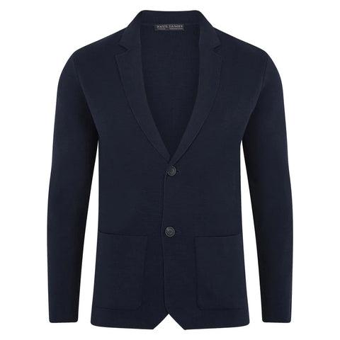 Mens Lightweight Mercerised Cotton Knitted Blazer Navy