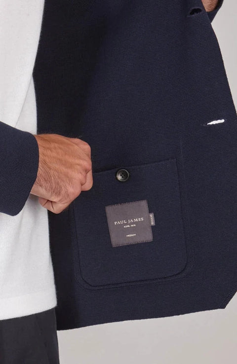 Mens Lightweight Mercerised Cotton Knitted Blazer Navy