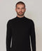 Mens Lightweight Merino Cashmere Mock Turtle Neck Jumper Black
