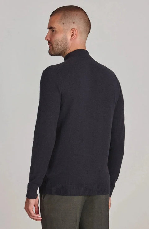 Mens Lightweight Merino Cashmere Mock Turtle Neck Jumper Submarine Navy