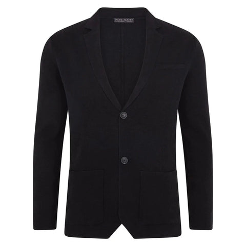 Mens Lightweight Organic Cotton Linen Knitted Blazer Navy and Black